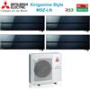 Mitsubishi Electric Climatizzatore Condizionatore Mitsubishi Electric Quadri Split Inverter serie Kirigamine Style MSZ-LN 9+9+9+12 con MXZ-4F72VF Onyx Black R-32 Wi-Fi Integrato Colore Nero 9000+9000+9000+12000