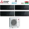 Mitsubishi Electric Climatizzatore Condizionatore Mitsubishi Electric Quadri Split Inverter serie KIRIGAMINE ZEN BLACK MSZ-EF 7+7+7+9 con MXZ-4F80VF R-32 Wi-Fi Integrato Colore Nero 7000+7000+7000+9000