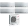 Mitsubishi Electric Climatizzatore Condizionatore Mitsubishi Electric Quadri Split Inverter serie KIRIGAMINE ZEN SILVER MSZ-EF 7+7+7+9 con MXZ-4F72VF R-32 Wi-Fi Integrato Colore Argento 7000+7000+7000+9000