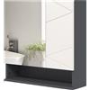 Easycomfort Armadietto con Specchiera Bagno a 2 Ante e Mensole Regolabili in Legno, 55x17x55cm, Grigio
