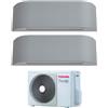Toshiba Climatizzatore Condizionatore Toshiba Dual Split Inverter serie HAORI 10+13 (9+12) con RAS-2M18U2AVG-E R-32 Wi-Fi Integrato 10000+13000 (9000+12000) Colore Grigio Chiaro