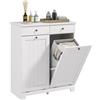 EasyComfort Mobile Bagno con 2 Ceste Portabiancheria Rimovibili, 2 Cassetti e 2 Ante a Ribalta, 78x38x90 cm, Bianco