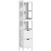 EasyComfort Mobile Bagno con 3 Ripiani Aperti e 2 Cassetti in Legno, 30x30x141.2 cm, Bianco