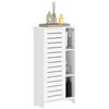 EasyComfort Mobile Bagno con Armadietto Chiuso a 3 Livelli e 3 Ripiani Aperti, in Legno Bianco, 48x24x96.5 cm