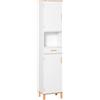 Easycomfort Mobile Bagno Salvaspazio in Legno, Mobile a Colonna con Armadietti e Cassetto, 39x30x180cm, Bianco