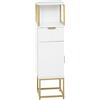 Easycomfort Mobile Colonna Bagno con Cassetto, Armadietto e Ripiano in Legno e Metallo, 30x30x105cm, Bianco