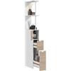EasyComfort Mobile Colonna Bagno Salvaspazio con Armadietto, Mobiletto Moderno con Ripiani e Cassetti, in MDF, 15x33x136 cm, Colore Legno