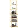 EasyComfort Mobile Scaffale Bagno a 7 Ripiani Portaoggetti in Bambù, 44x33x180 cm, Color Legno