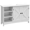 EasyComfort Mobile Sotto Lavabo Bagno con Armadietto a 2 Ante e 3 Ripiani Aperti in Legno, 90x30x60cm, Bianco