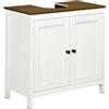 EasyComfort Mobile Sotto Lavabo Bagno in Legno con Ripiano Interno Regolabile, 60x30x60 cm, Bianco e color Noce