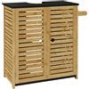 EasyComfort Mobile Sottolavabo Bagno con 2 Ante a Doghe, Porta Asciugamani e Intaglio a U, Legno e Nero