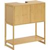 EasyComfort Mobile Sottolavabo Bagno con 2 Ante e Ripiano Aperto, Intaglio a U per Tubi, 70x33x79.5cm, Colore Legno
