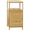 EasyComfort Mobiletto Bagno in Bambù a Doghe con Armadietto a un'Anta, 33x36.5x67cm, Colore Legno Naturale