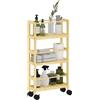 EasyComfort Scaffale Bagno a 3 Livelli con Ruote, Carrellino in Legno di Bambù, 36x15x73 cm, Colore Legno