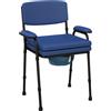 EasyComfort Sedia Comoda 5 in 1 per Anziani e Disabili per WC e Doccia, Altezza Regolabile e Secchio Rimovibile, Blu