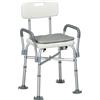 EasyComfort Sedia Doccia ad Altezza Regolabile con Braccioli e Cuscino Rimovibile 53.5x52x80-90 cm, Bianca