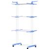 Easycomfort Stendibiancheria Pieghevole a 4 Livelli con Ali Girevoli e 4 Ruote, in Acciaio e PP, 73x64x177 cm, Bianco e Argento