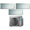 Daikin Climatizzatore Condizionatore Daikin Bluevolution Trial Split Inverter serie STYLISH TOTAL SILVER 7+9+15 con 3MXM68N R-32 Wi-Fi Integrato 7000+9000+15000 Colore Grigio - Garanzia Italiana