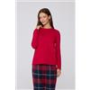 Tezenis Maglia Felpata Manica Lunga Girocollo Viscosa Donna Rosso