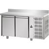 Tavolo Refrigerato 2 porte, con alzatina 310 Lt. Acciaio inox. -2°/+8°C. - Cm. 142x70x85H.