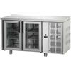 Tavolo Refrigerato 2 porte, 310 Lt. PORTE IN VETRO. -2°/+8°C. - Cm. 142x70x85H.