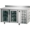 Tavolo Refrigerato 2 porte e alzatina. 310 Lt. PORTE IN VETRO. -2°/+8°C. - Cm. 142x70x85H.