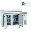 Tavolo Refrigerato 2 porte, con alzatina 260 Lt. Acciaio inox. -2°/+8°C. Cm. 135x70x85H. * INDUSTRIA 4.0 *
