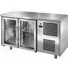 Tavolo Refrigerato 2 porte in vetro, 200 Lt. Acciaio inox. -2°/+8°C. Cm. 146x60x85H.
