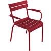 Fermob - Poltrona impilabile Luxembourg - Rosso - Alluminio laccato - Designer Frédéric Sofia