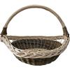 Handmade Cesta da giardino in vimini con manico ad arco, fiori, 32 cm, oro | Salice massiccio intrecciato a mano, prodotto in Lituania, 32 cm long, intreccio bicolore, raccolto, servizio del pane