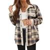 Lxitoler Cappotti scozzesi da donna calda giacca in peluche oversize inverno autunno camicie giacca in pile a quadri giacca casual con bottoni