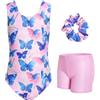 JiAmy Gymnastics Leotards for Girls with Shorts Set, 3Pcs Kids Gymnastics Athletic Outfit, Sleeveless Ballet Dancewear for Kids 3-12 Years