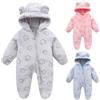 Fnaobai Tuta invernale neonato Bambino ragazza ragazzo Orecchio di orso Pagliaccetto in pile con cappuccio Neonato Footie Jumpsuit Outwear Cappotti