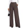 Zylioo Pantaloni alti da donna a gamba larga, casual, con tasche | Pantaloni lunghi da ufficio per donne alte con vestibilità ampia e tasche laterali per lavoro e abbigliamento casual da
