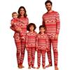 Achimlt Pigiama Natale Famiglia Elegante Maglietta a Maniche Lunghe e Pantaloni Invernale Sleepwear, Natale Pigiama Donna Abbinato Coppia Stampa Pigiami Natalizi Famiglia per Mamma papà