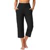 Fiohiros Pantaloni sportivi da donna a 3/4, per yoga, jogging, estivi, fitness, con tasche, elasticizzati