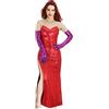 NUWIND Jessica Rabbit Abito da Donna Costume Rosso con Paillettes Sexy Set di Abiti con Top a Tubo Costume di Halloween per Adulti Cosplay in Costume