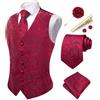Hi-Tie Gilet da uomo con motivo cachemire formale, in seta, per matrimonio, con cravatta, fazzoletto quadrato, set per smoking da sposa