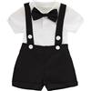 JokeLomple Completo formale da neonato per neonato, manica corta, pagliaccetto, bretelle, pantaloncini, pantaloni, papillon, smoking da sposa, abiti