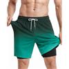 maamgic Costume Uomo Mare 2-in-1 Asciugatura Rapida Slip Interno | Tessuto elasticizzato in quattro direzioni, Pantaloncini da bagno 2 in 1, con tasche con cerniera, per Spiaggia Sportivi