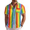 VVNTY Pride, camicia da uomo LGBTQ arcobaleno con bottoni, estiva, gay, LGBT, a maniche corte