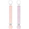 Mam clip catenella portaciuccio (set da 2), 0+ mesi regolabile, lavabile a mano, compatibili con tutti i succhietti mam, rosa/lilla