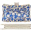 Ticha Borsa da sera da donna, piccola pochette con catena, elegante, con strass, fiori in metallo, borse a tracolla per cocktail party ballo cerimonia (blu)