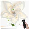 Aigostar Ventilatore da Soffitto con Luce e Telecomando Silenzioso Fiore - 40W Luce LED Regolabile 3000K-6500K, 16W Motor DC Reversibile, 6 Velocità con Timer per Casa (67cm, Bianco)