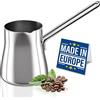 CRYSTALIA Caffettiera turca in acciaio inossidabile 18/10, bollitore per il tè, scalda latte, caffè greco arabo Cezve Briki, 450 ml (argento, piccolo)