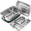 Aurinovellia Lunch Box in Acciaio Inossidabile, Portapranzo con 3 Scomparti, 2000ml Contenitore Porta Pranzo, Bento Box, Schiscetta Pranzo, Scatole Bento, Contenitore Pranzo, per Adulti e Bambini