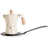 CREATE / THERA MOKA RETRO/Caffettiera italiana con adattatore per induzione Bianco Panna/Capacità 6 tazze, alluminio, 350 ml, adatta a gas, piano cottura elettrico o vitroceramica