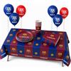 EuroFiestas Kit di compleanno FC Barcelona, 35 pezzi per 8 persone, decorazione per feste FC Barcelona, stoviglie per compleanno per bambini con tovaglia, palloncini, piatti, bicchieri e tovaglioli (kit grana)