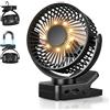 Orvyna Ventilatore da Tavolo USB Ventilatore Portatile 12000mAh Telecomando, Nero | Ricaricabile Luce 3 Velocità Timer Rotazione 360°, 4 in 1 Ventilatore Pinza Magnetico per Esterno Auto Passeggino Campeggio