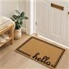 KoolYouth Hello - Zerbino in fibra di cocco, 43 x 75 cm, motivo: benvenuto | Struttura in fibra di cocco sintetica in PVC · Retro antiscivolo · Profilo basso 0,9-1 cm · Uso interno ed esterno